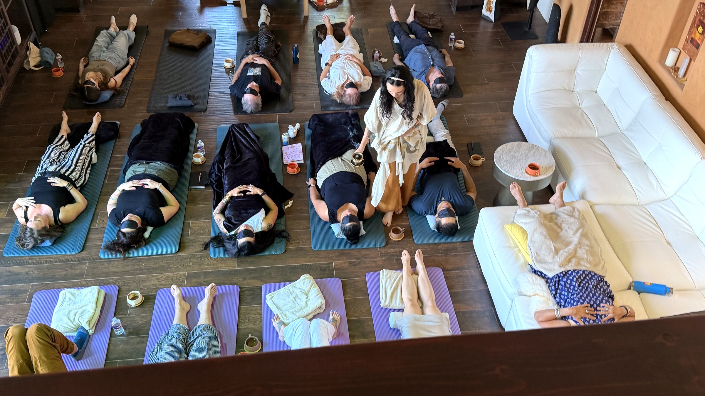 Guests receiving the Echo Salon sound bath in August 2026